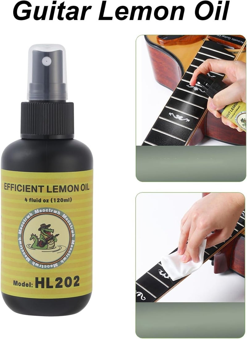 Meoctrwh Guitar Cleaning Kit, Fretboard Lemon Oil, Polish and Oil Care, Guitar String Cleaner Tool Brush String, Fret Care, Cleaning Brush & Cleaning Cloth, Extends Fretboard and String Life - Image 3